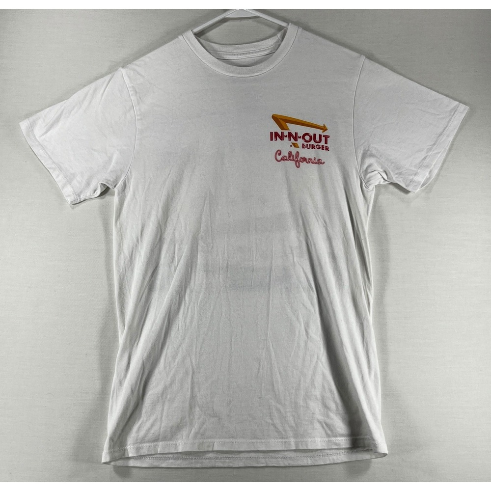 In-N-Out Burger California Graphic T-Shirt White Small USA Made Sunset Cars